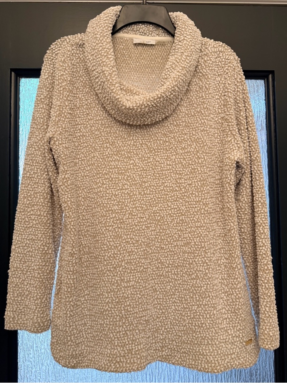 Calvin Klein Bouclé Cowl Neck Sweater Tunic Large Cozy Textured Knit